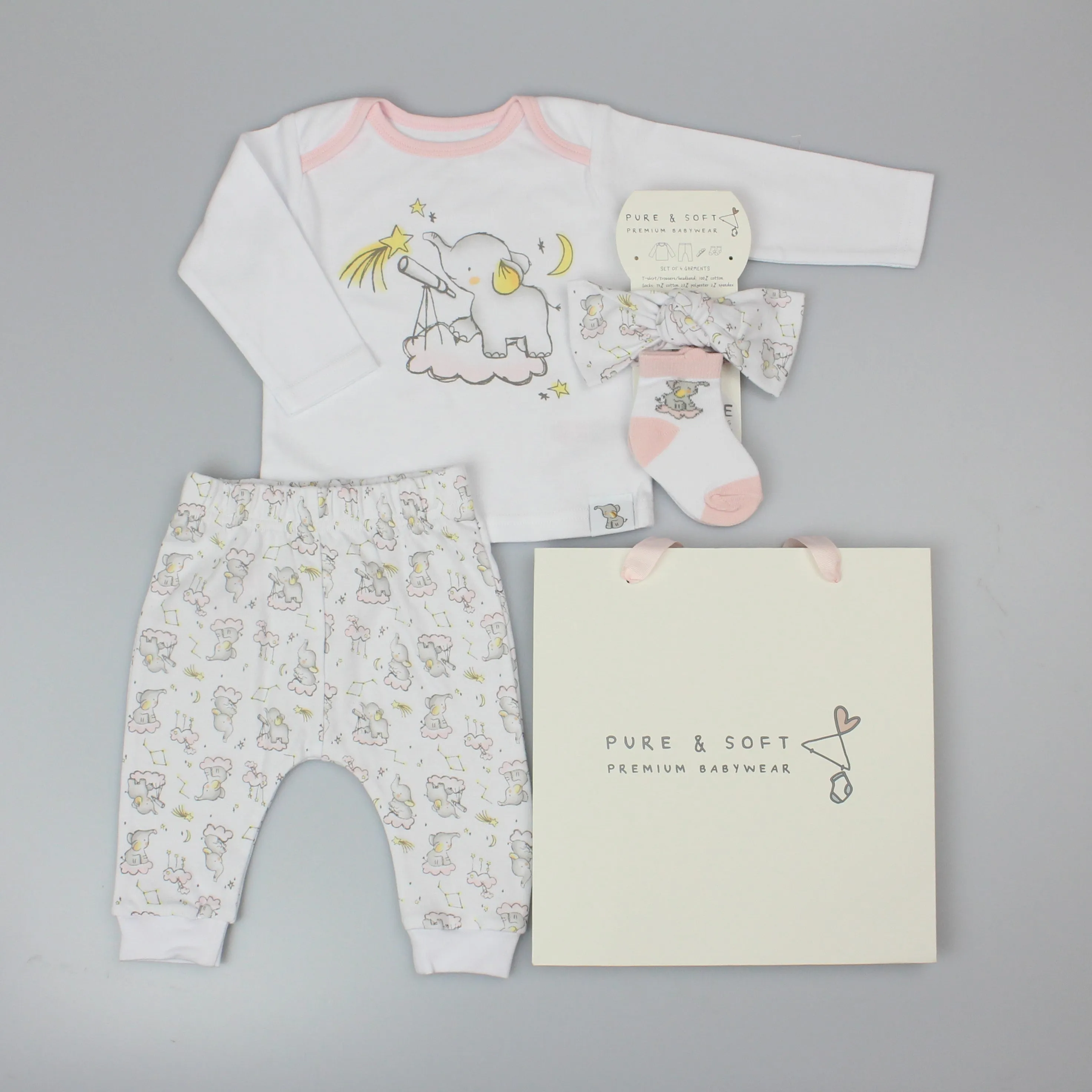 4pc Gift Set -  Pink Elephant  (0-6 Months) (PK6) H13665