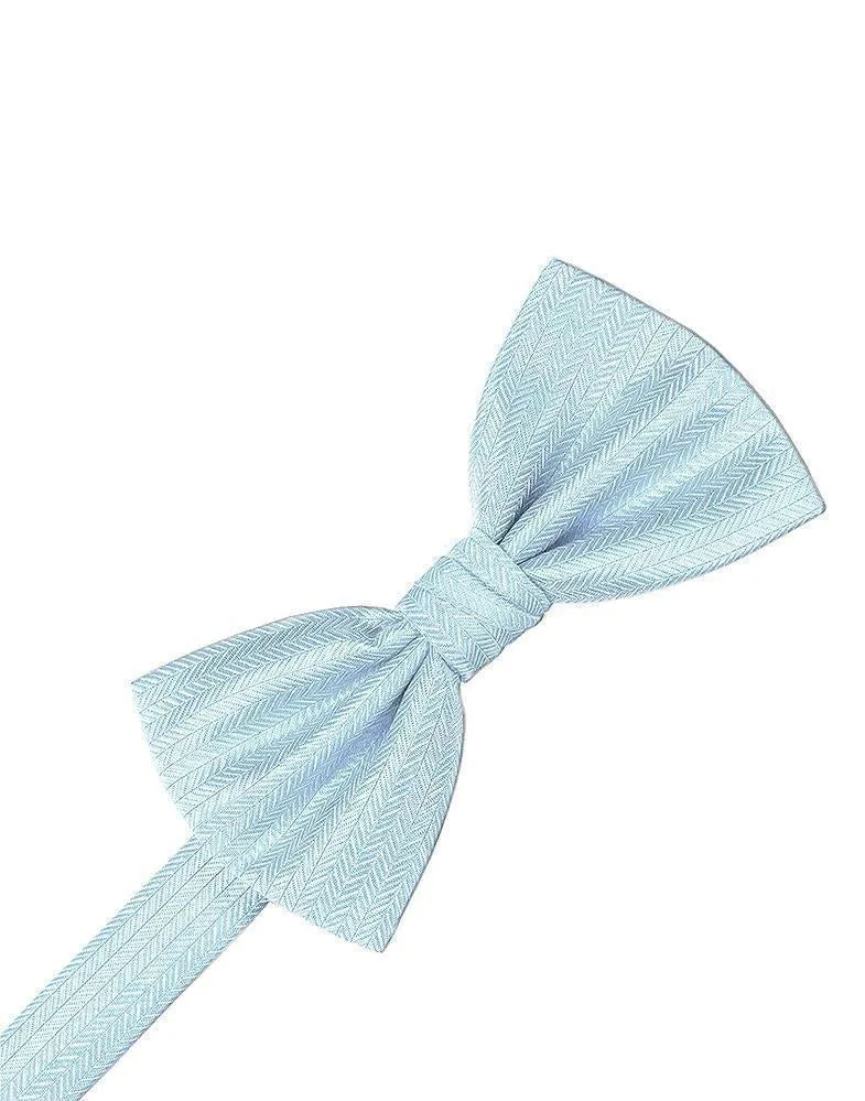 Aqua Herringbone Bow Tie