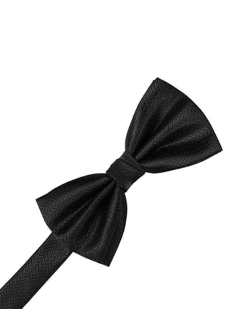 Asphalt Herringbone Bow Tie