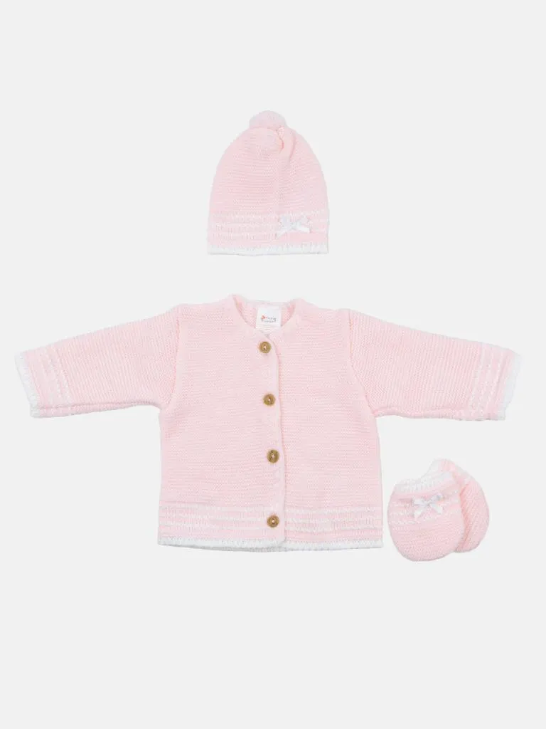 Baby Girl Palma 3-piece Knitted Gift Box Set - Pink