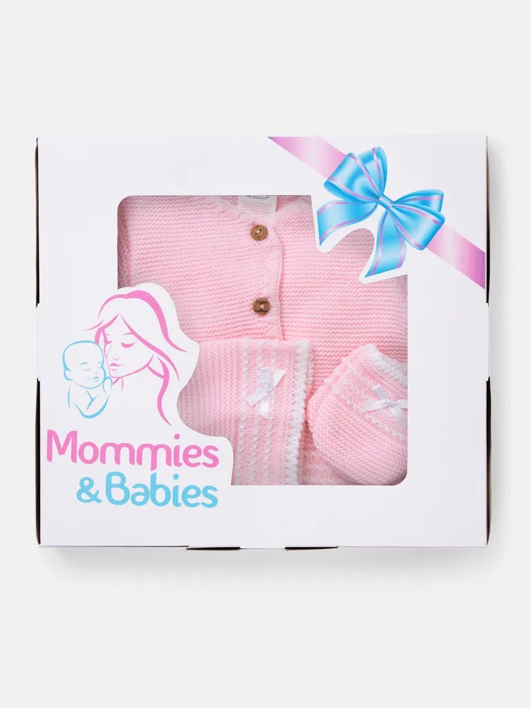 Baby Girl Palma 3-piece Knitted Gift Box Set - Pink