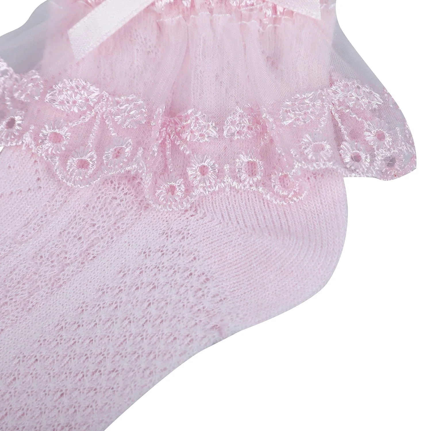 Baby Moo Lace Frill Soft Socks Pack of 3 - Pink