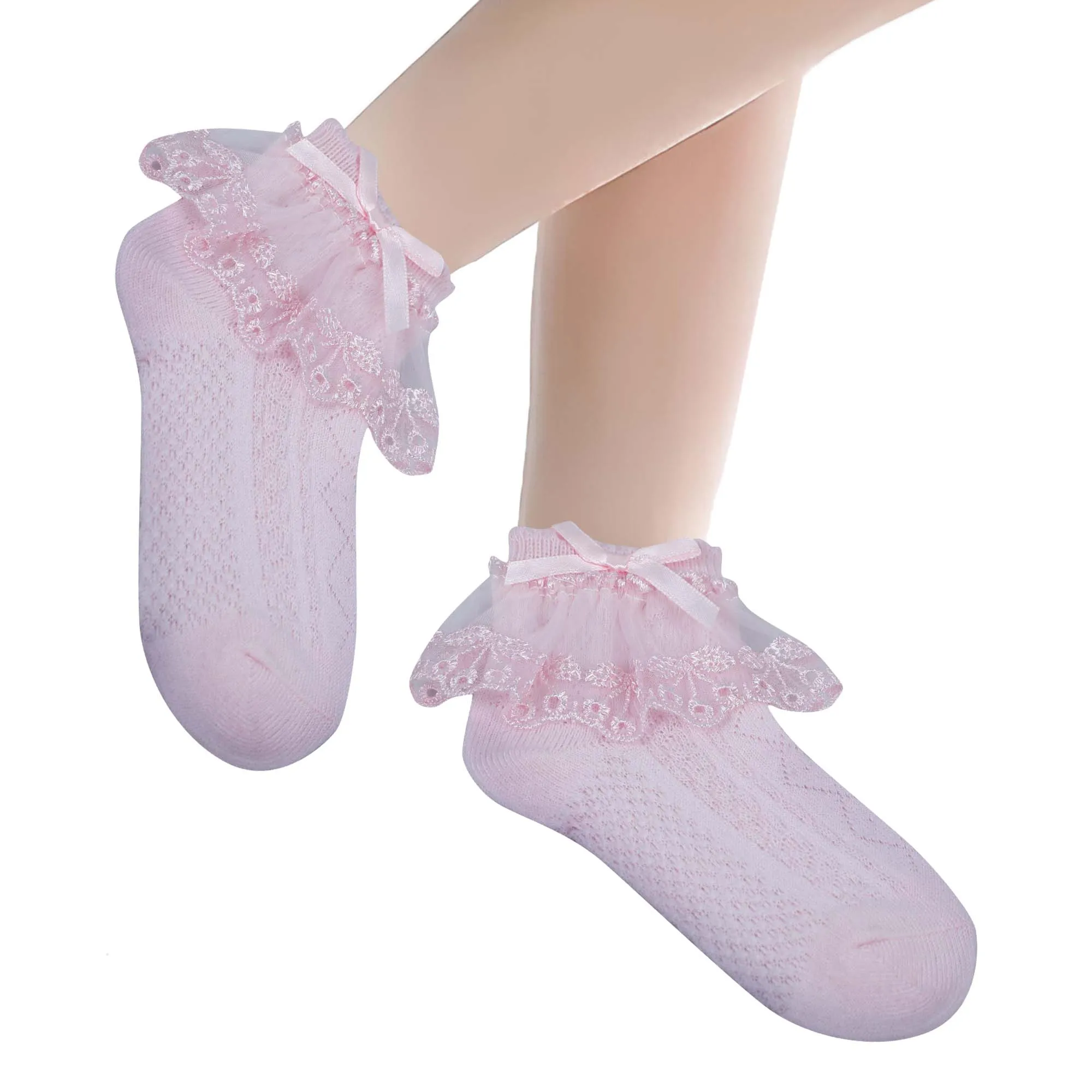 Baby Moo Lace Frill Soft Socks Pack of 3 - Pink