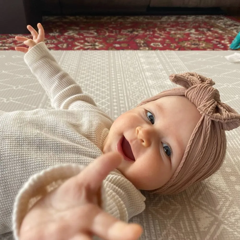 Baby Top Knot Single Bow Headband Cherry