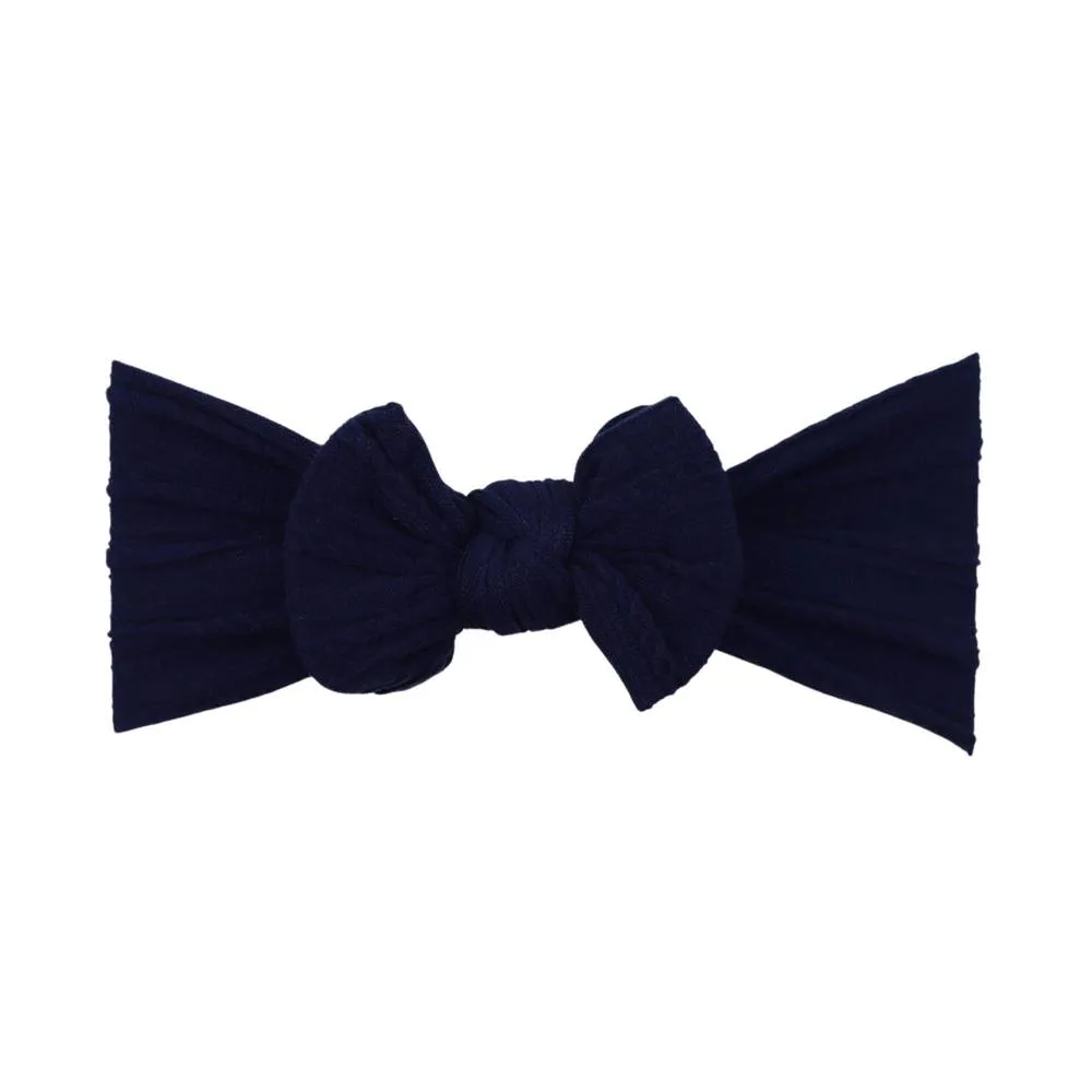 Baby Top Knot Single Bow Headband Navy