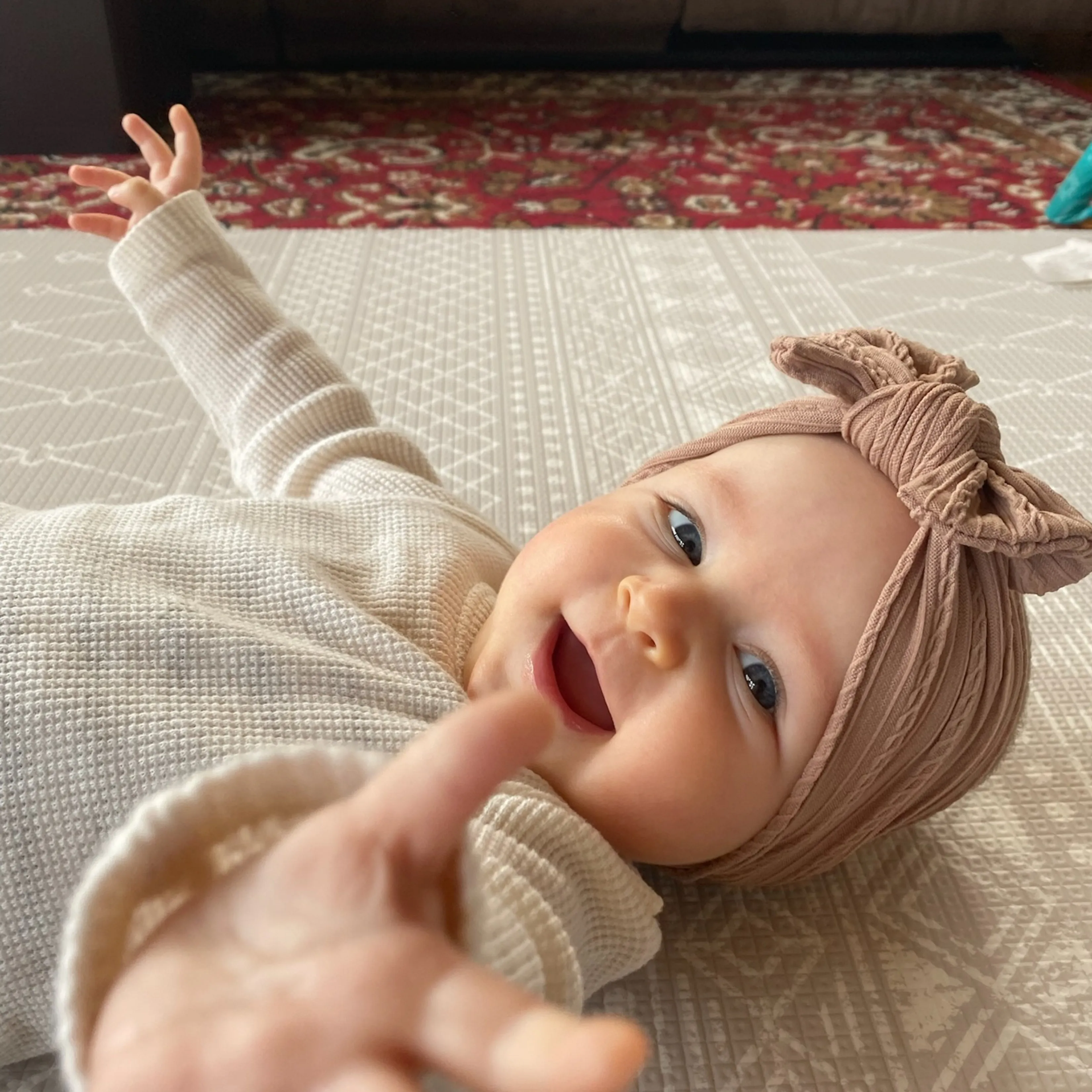 Baby Top Knot Single Bow Headband Peony