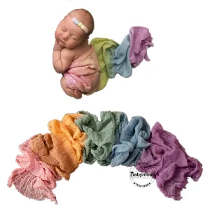 Babymoon Cheese Wrap Stretchble Baby Photography Shoot Wrap Cloth (50x260cm) - Pastel Rainbow