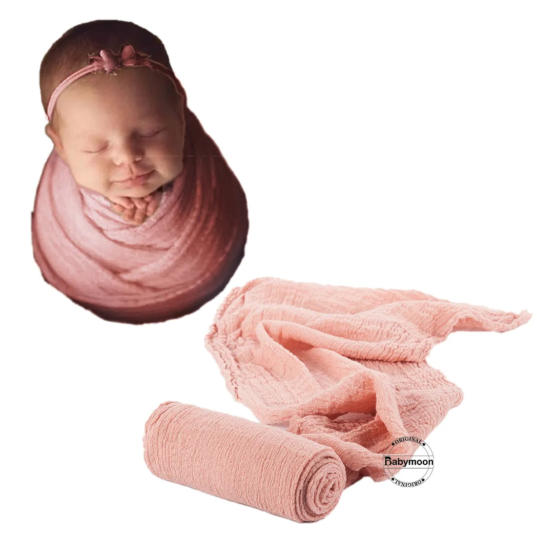 Babymoon Cheese Wrap Stretchble Baby Photography Shoot Wrap Cloth - Peach