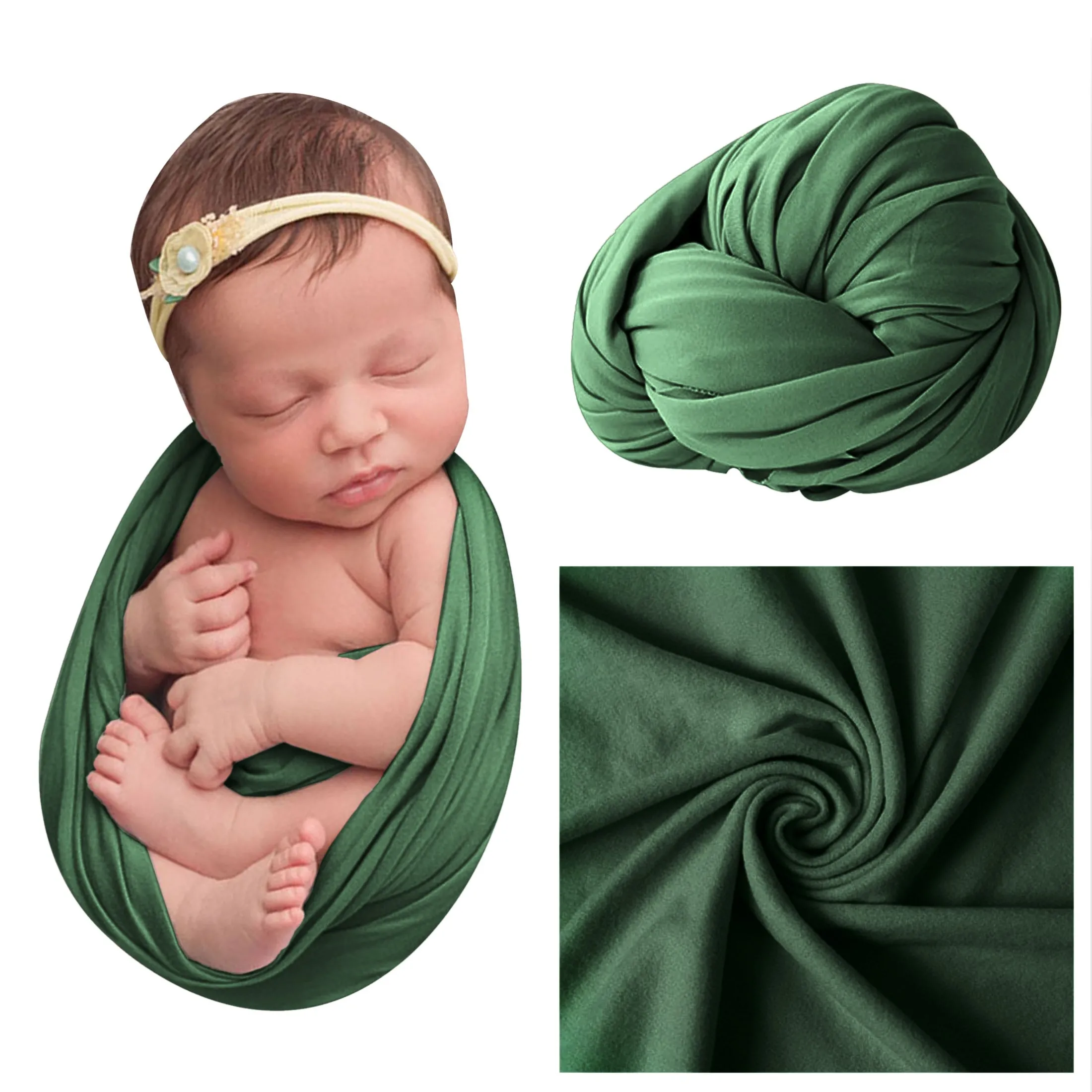 Babymoon Jersey Stretchble Baby Photography Shoot Wrap Cloth- Mehndi Green