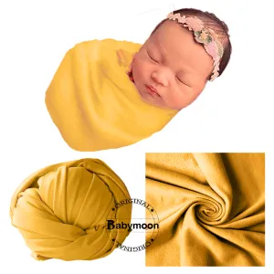 Babymoon Jersey Stretchble Baby Photography Shoot Wrap Cloth- Yellow