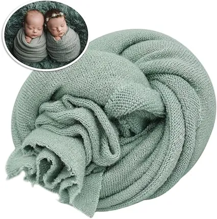 Babymoon Knitted Premium Wool Wrap | Baby Photography Shoot Wrap | Green