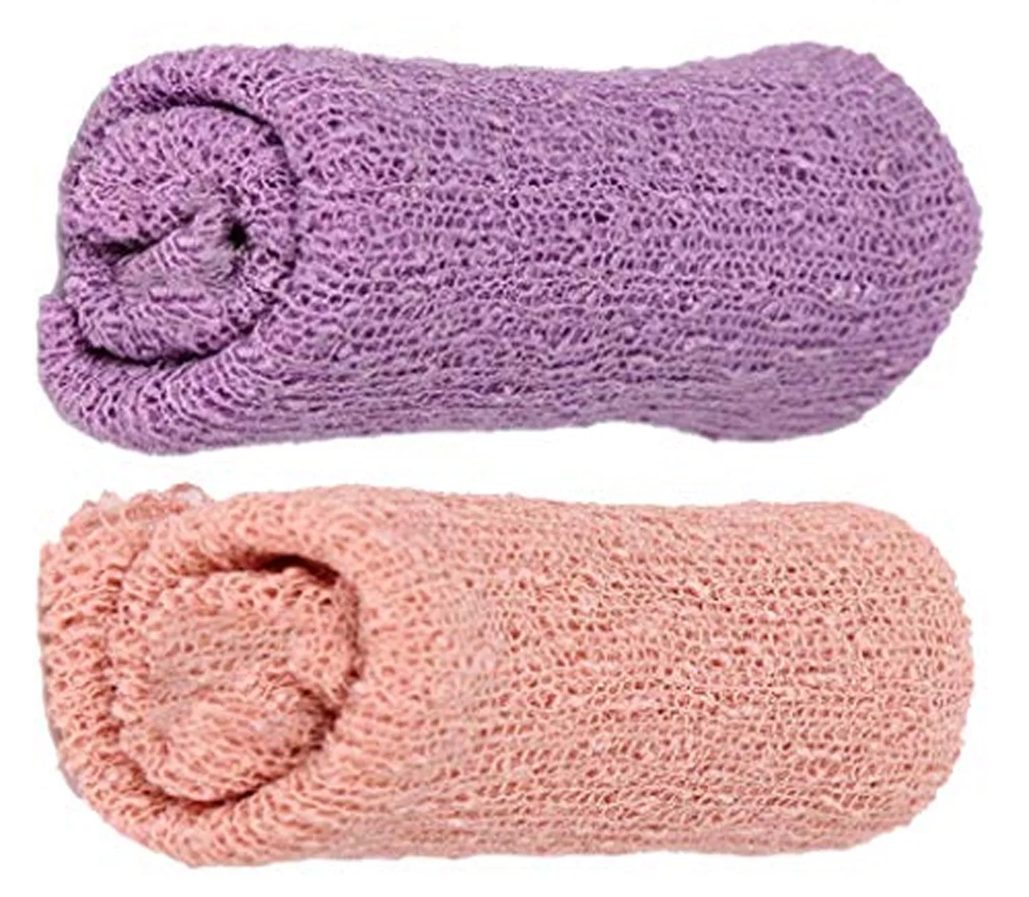 Babymoon Mohair Stretchable Baby Photography Shoot Wrap Cloth - Pack Of 2 ( LightPink-Purple)