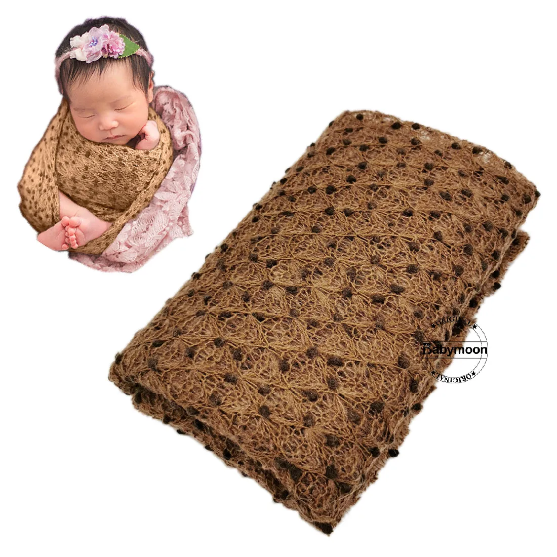 Babymoon Popcorn Wrap Stretchble Baby Photography Shoot Wrap Cloth-Coffee