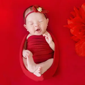 Babymoon Set of 2 | Milk Velvet Stretchable Wrap with Layer | Baby Photoshoot Props | Red