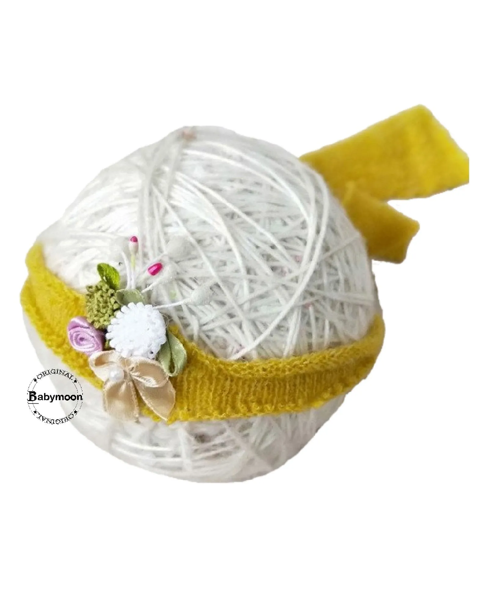 Babymoon Textured Stretchble Baby Photography Shoot Wrap Cloth With Hairband - Yellow