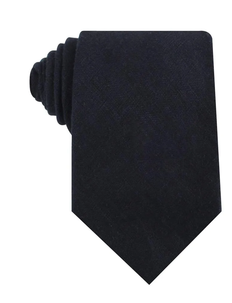 Baltic Sea Midnight Blue Linen Necktie