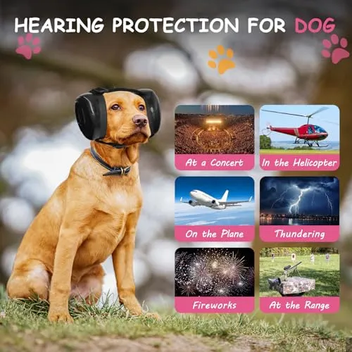 BERGWERK Dog Ear Muffs for Dog Hearing Protection,29dB NRR Dog Earmuffs for Noise Protection(Black-Small)