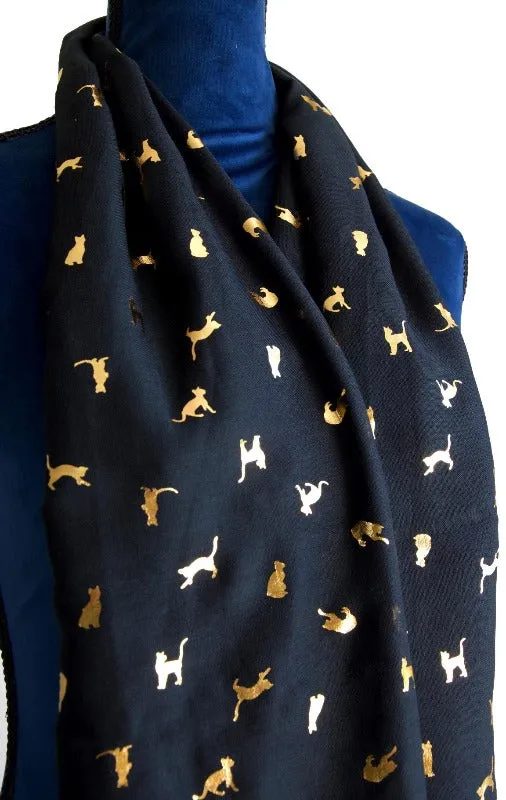 Black Biccari Cat Foil Scarf