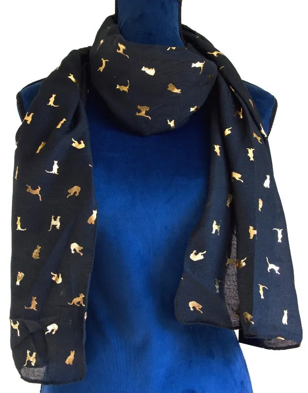 Black Biccari Cat Foil Scarf