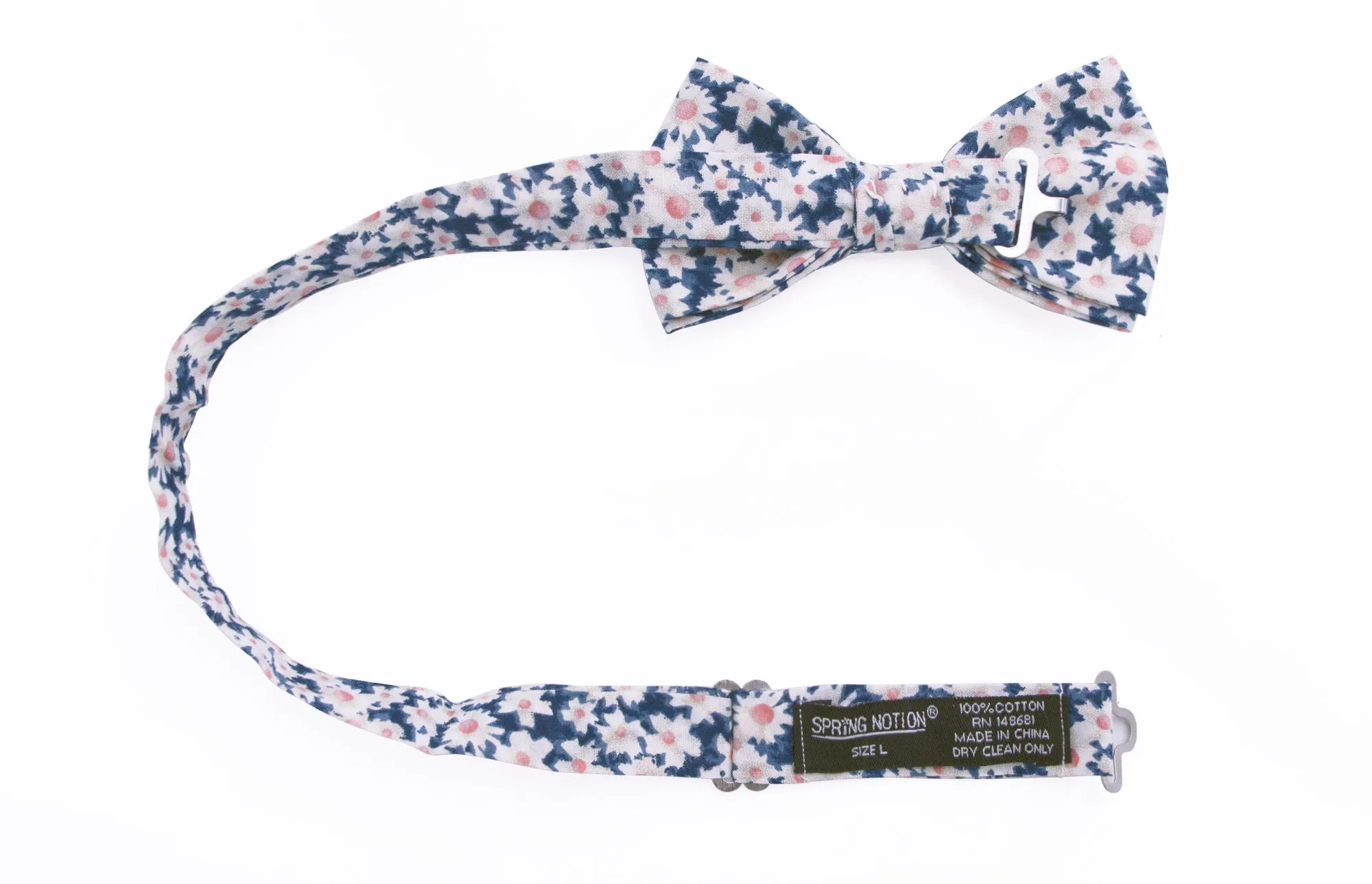 Boys' Cotton Floral Bow Tie, Blue/Pink (Color F28)