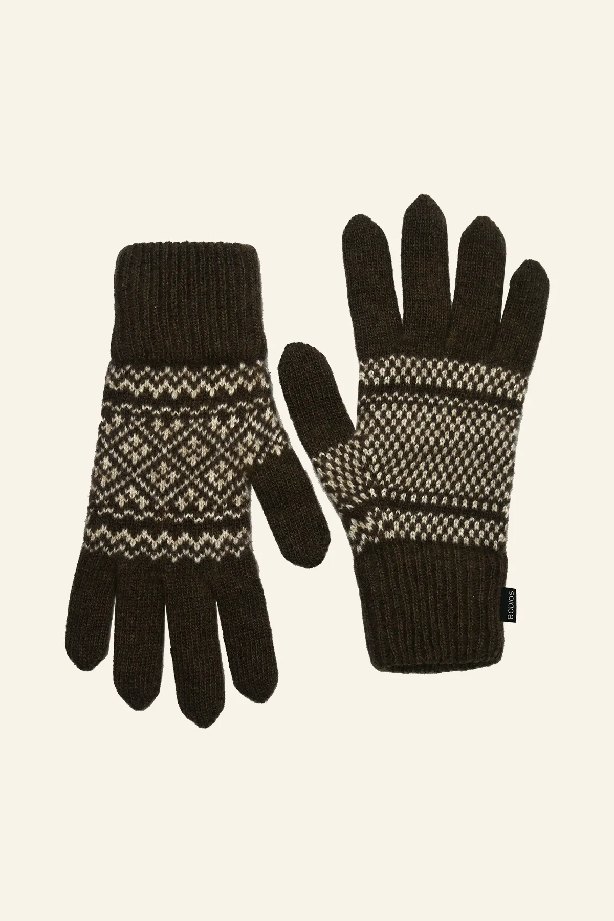 Brown Yak Down Pattern Gloves