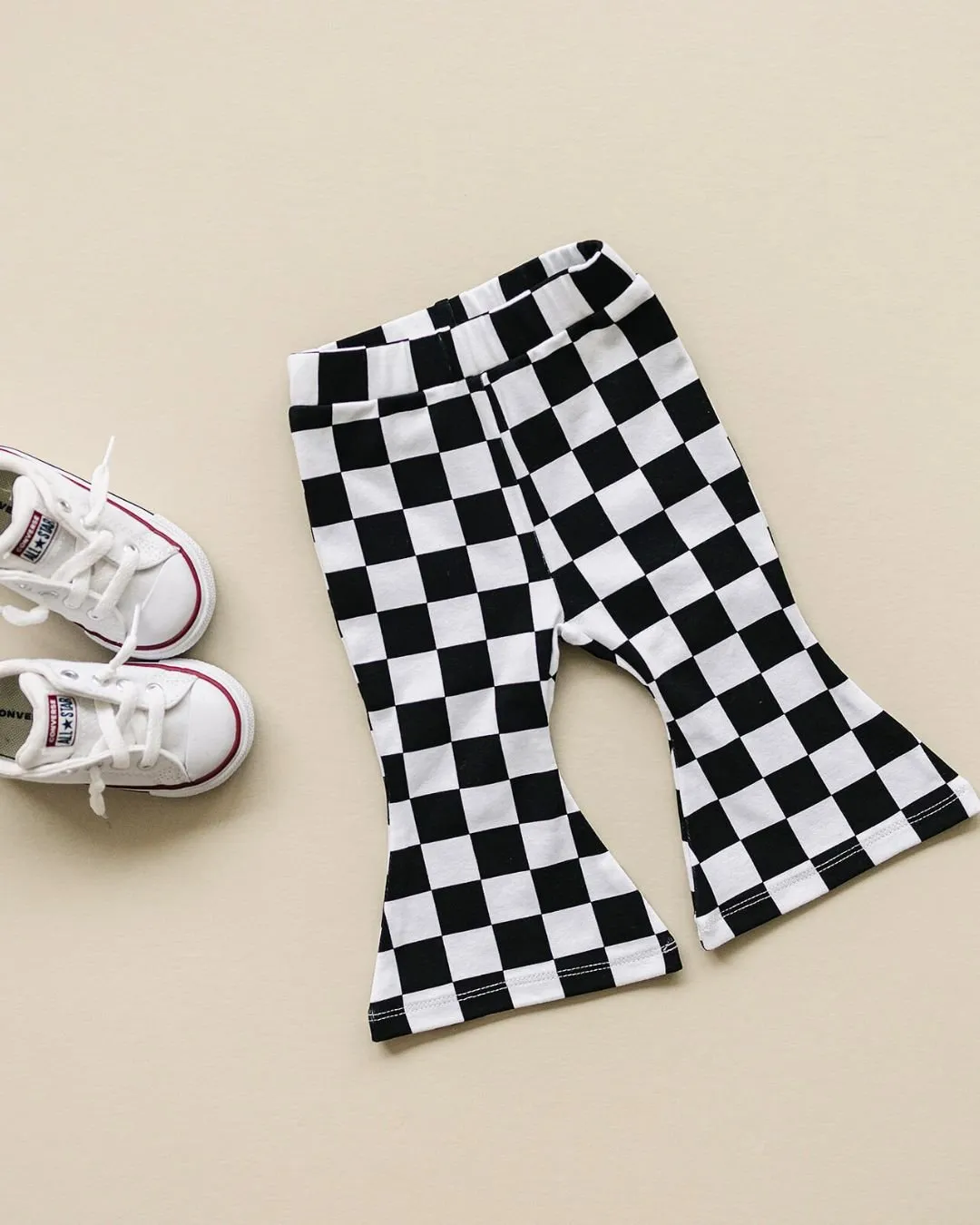 Checkered Flare Pants | Black