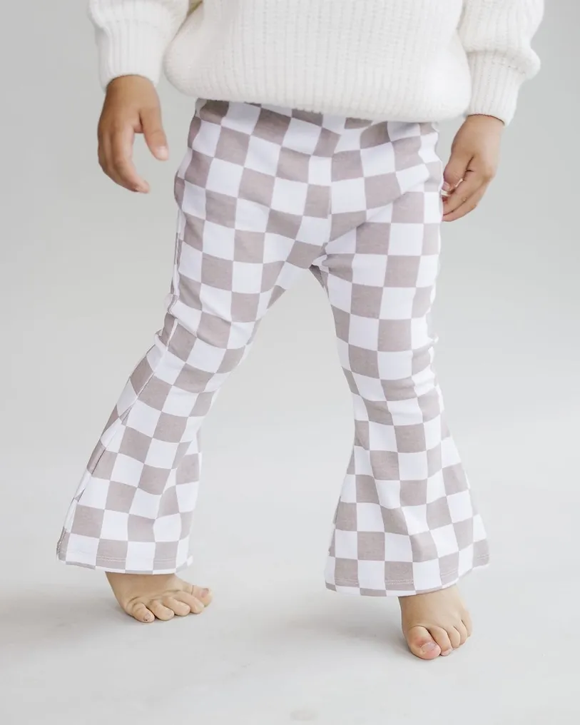 Checkered Flare Pants / Latte