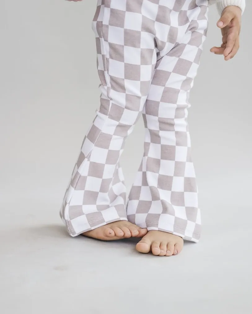 Checkered Flare Pants / Latte