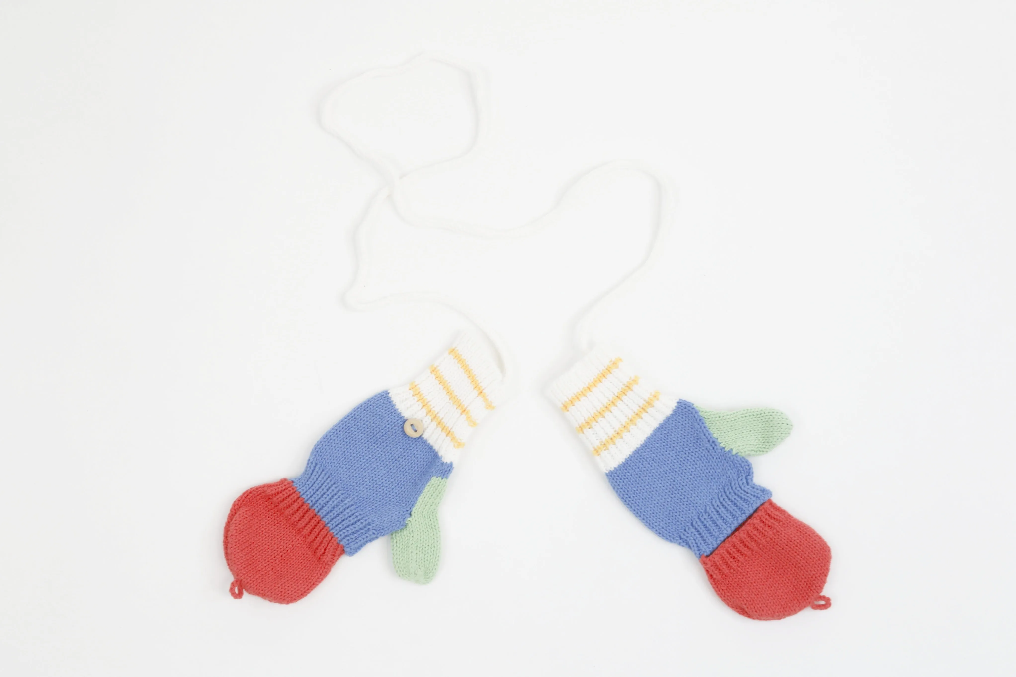 Colorblock Mittens -- Royal w/ Yellow Stripes