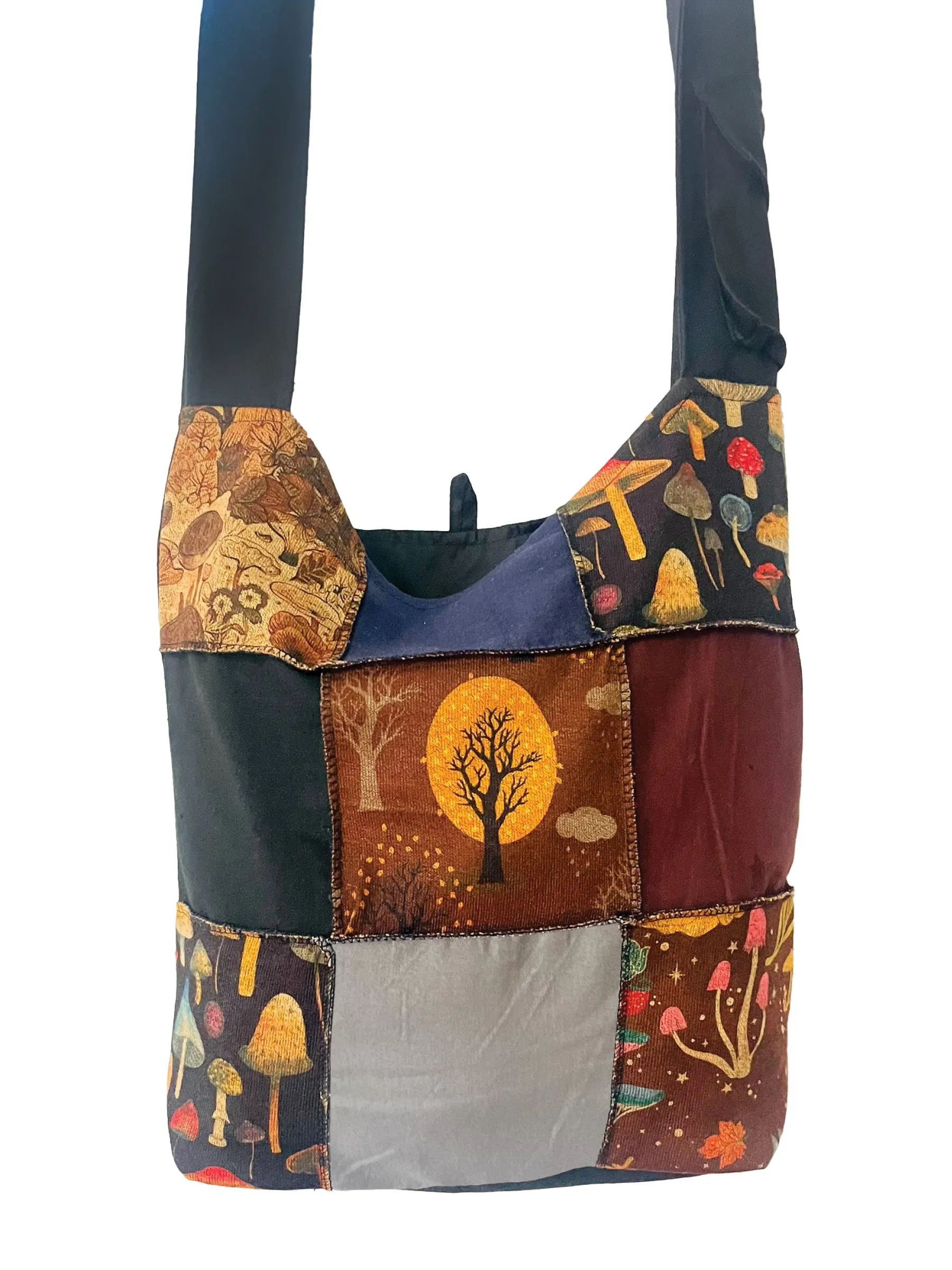 Crossbody Bag Patchwork Mushroom Tree Print