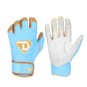 D1 Elite Series Premium Batting Gloves "Majestics" Bright Blue / White / Gold