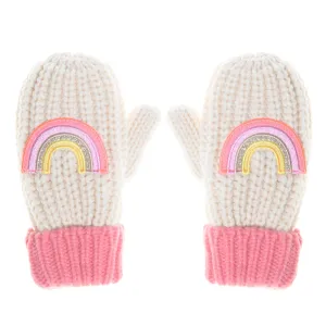 Disco Rainbow Knitted Mittens 3-6 Years