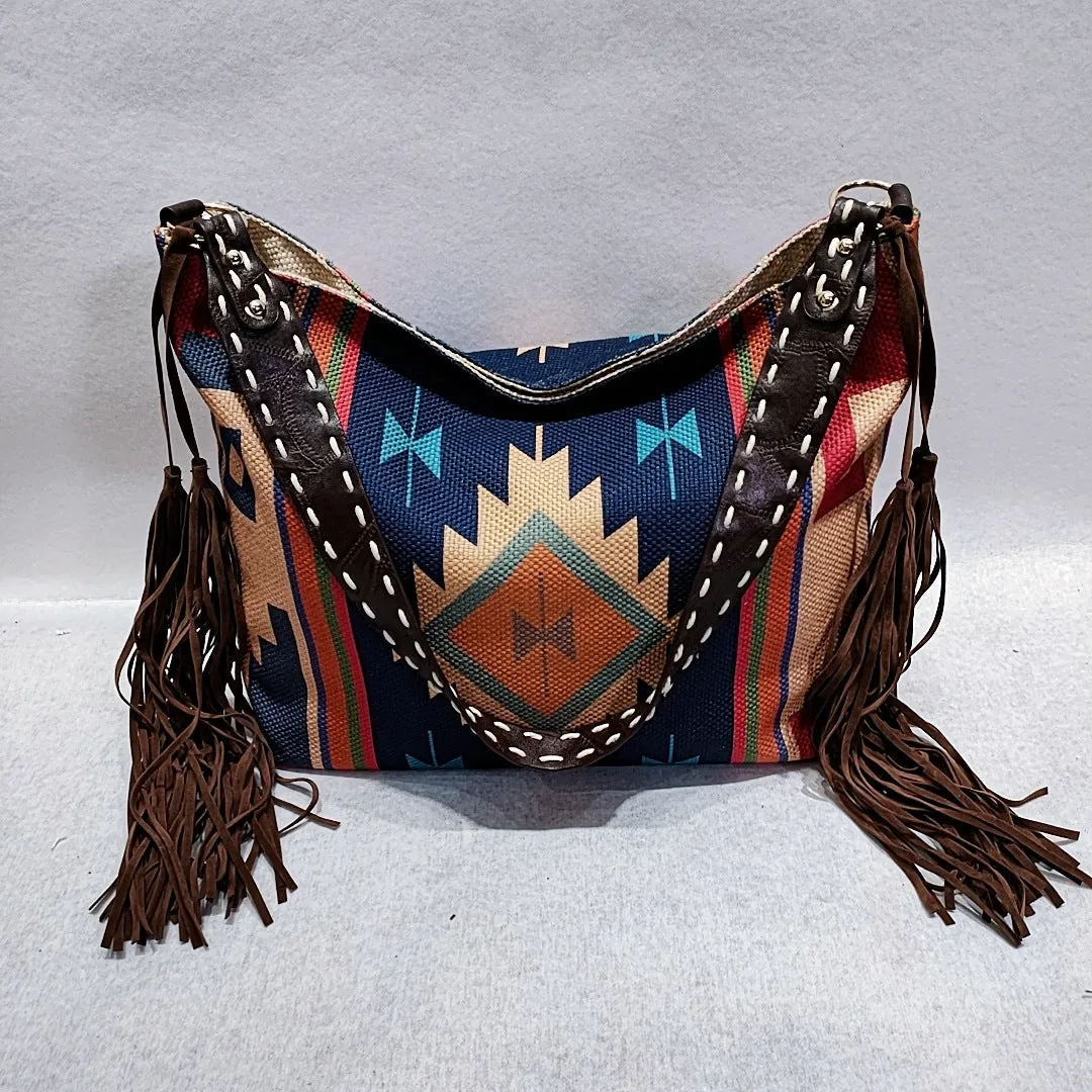 elveswallet Bohemian Vintage Canvas Tassel Shoulder Bag