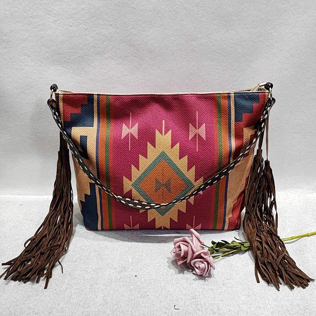 elveswallet Bohemian Vintage Canvas Tassel Shoulder Bag