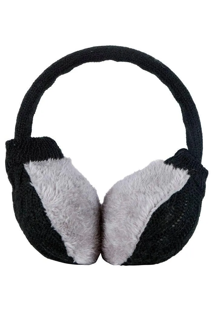 FabSeasons BlackGrey Knitted Winter Outdoor Ear Muffs