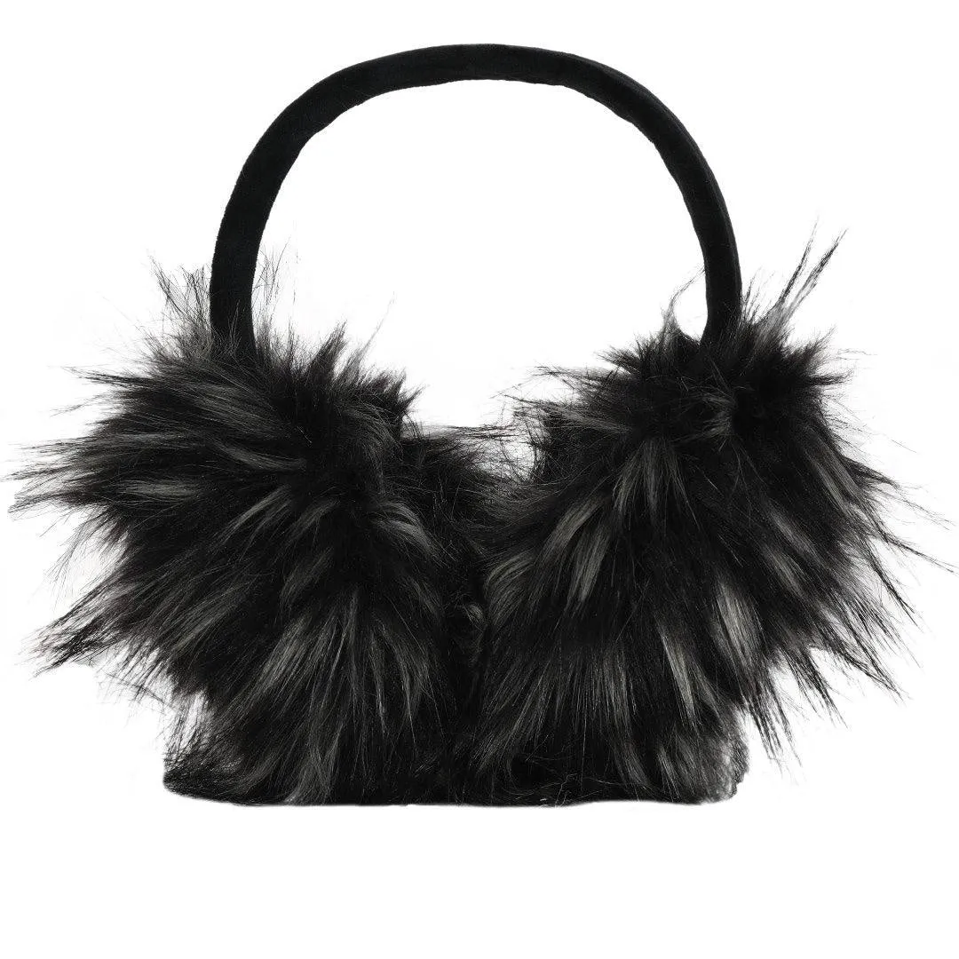 FabSeasons Furry Black Winter Ear Muffs