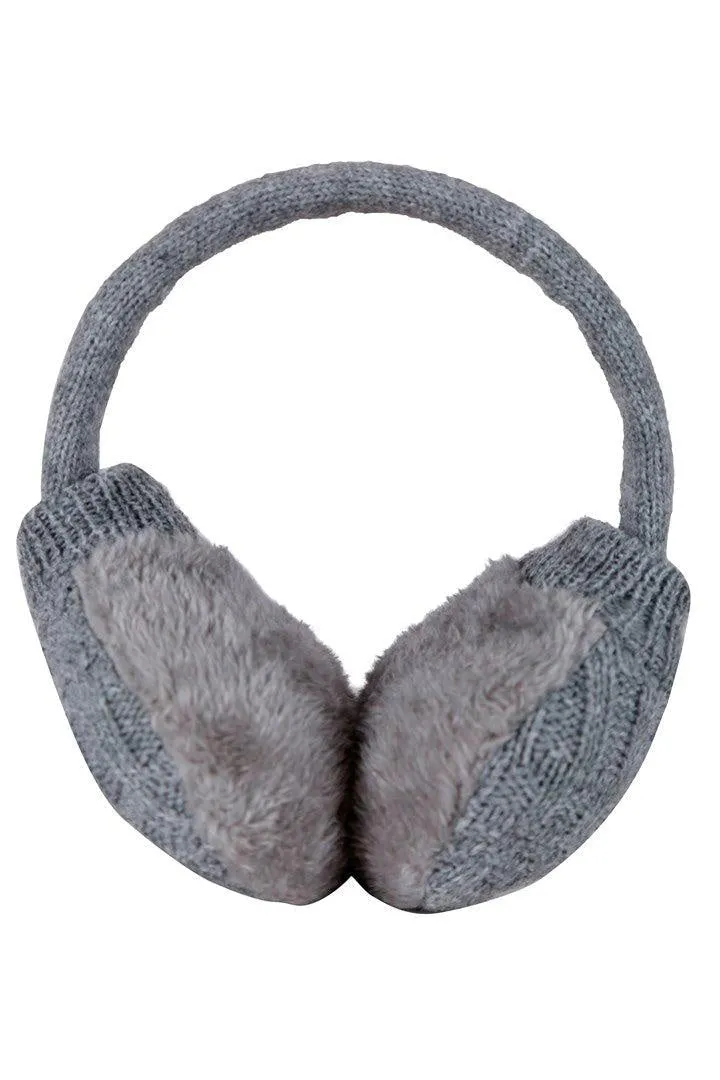 FabSeasons Grey Knitted Winter Outdoor Ear Muffs