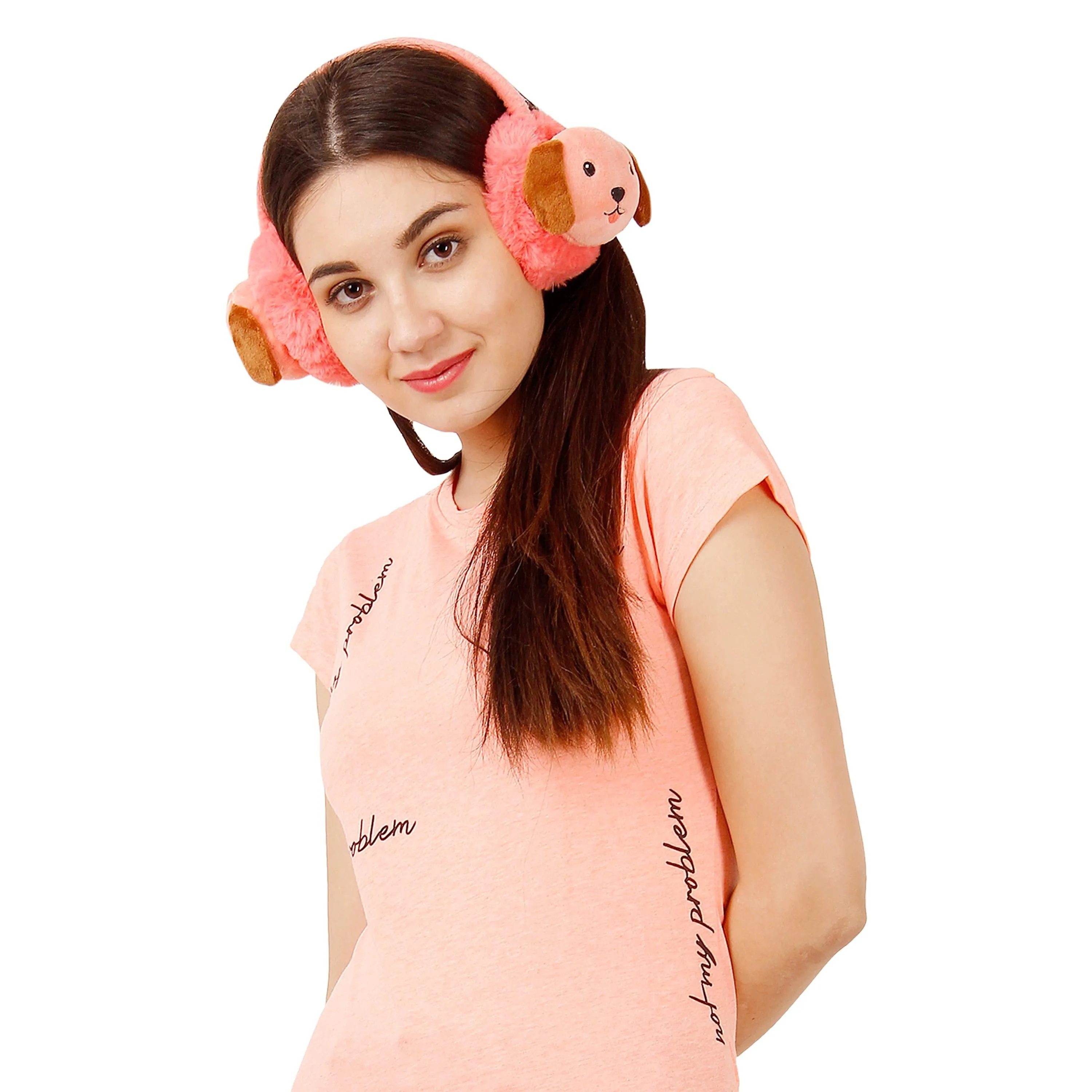 FabSeasons Pink Winter Outdoor Puppy face Ear Muffs