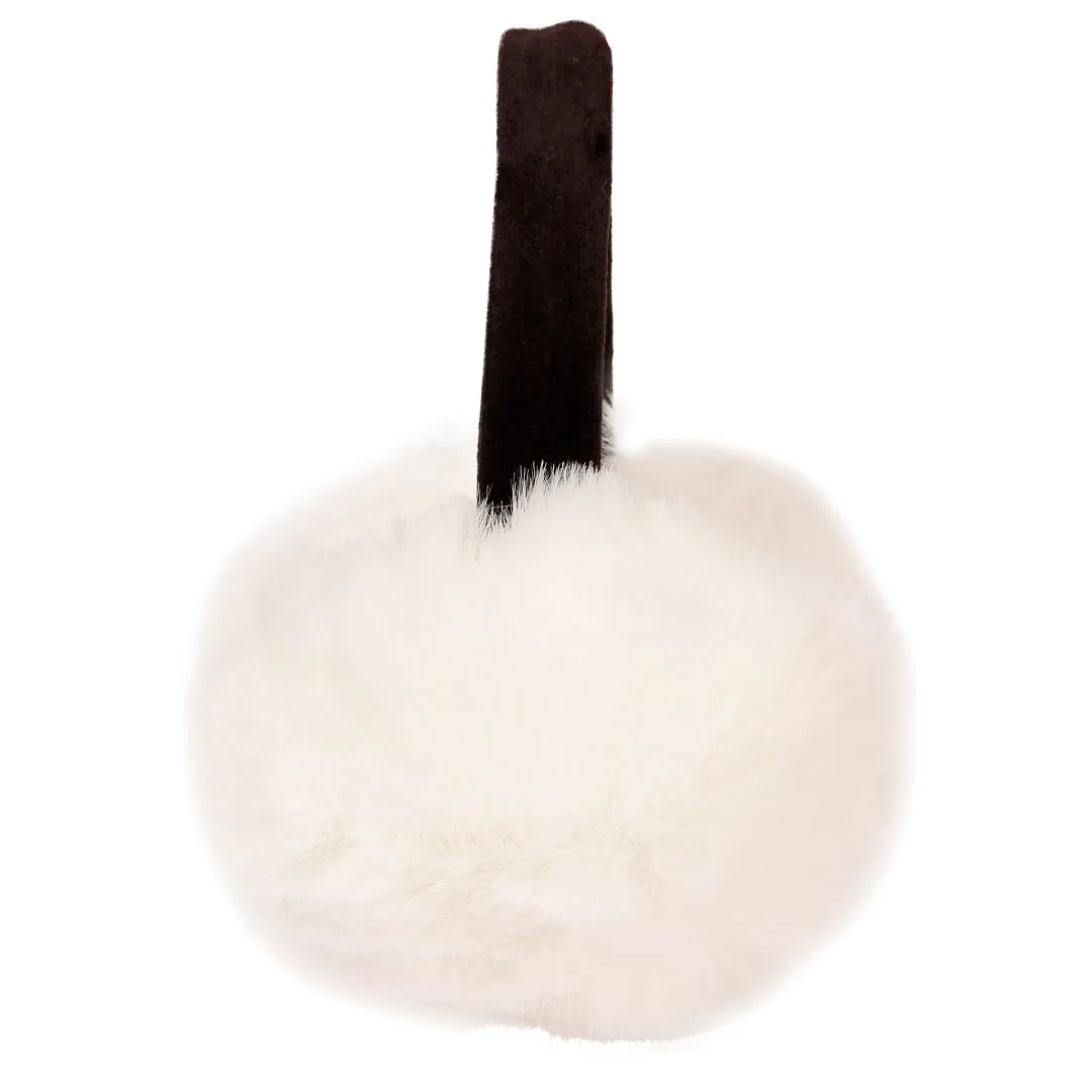 FabSeasons White Faux Fur Winter Outdoor Ear Muffs