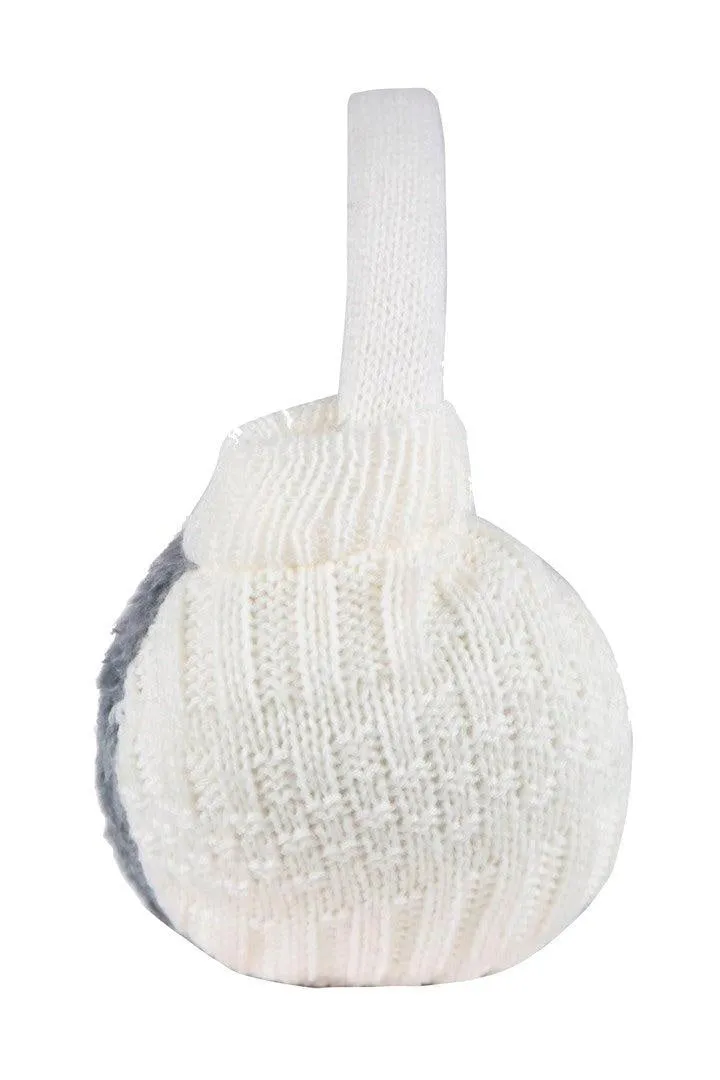 FabSeasons WhiteGrey Knitted Winter Outdoor Ear Muffs