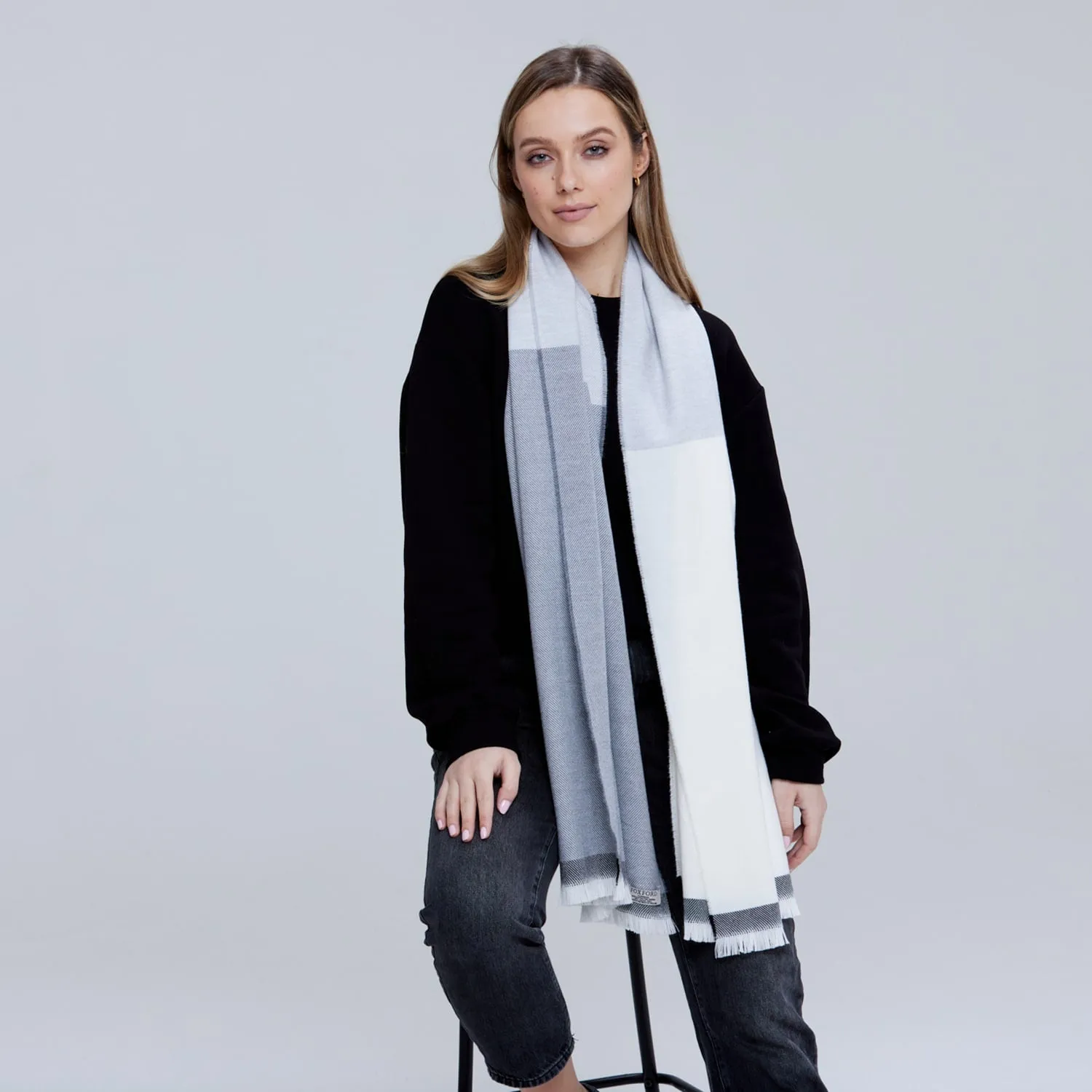 Foxford Giant Merino Scarf | Neutral Stripe