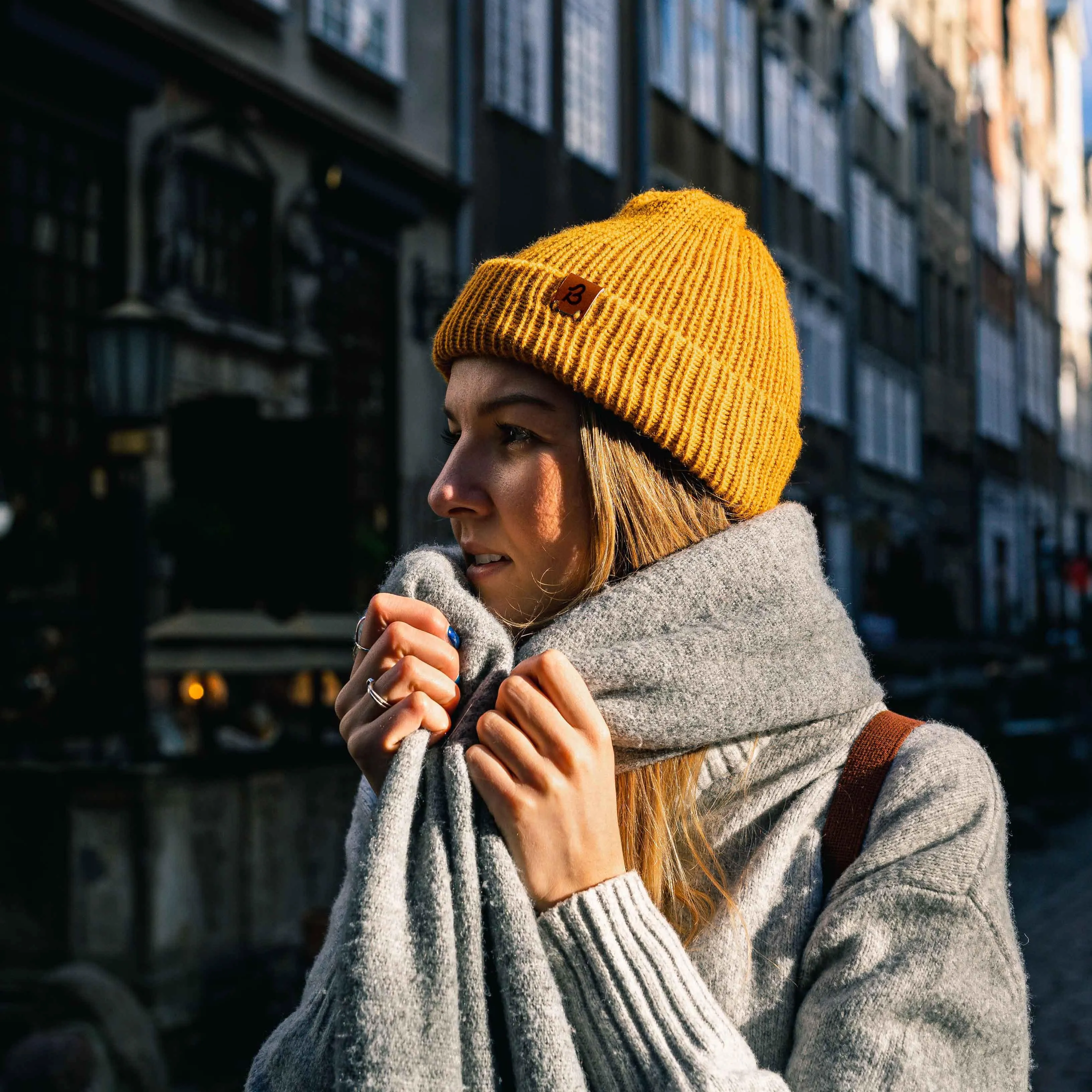 Grey Mix Wooly Beanie Hat