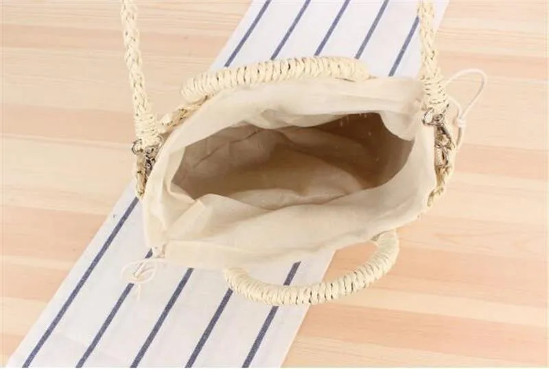 Handmade Bohemian Half-Moon Straw Shoulder Bag