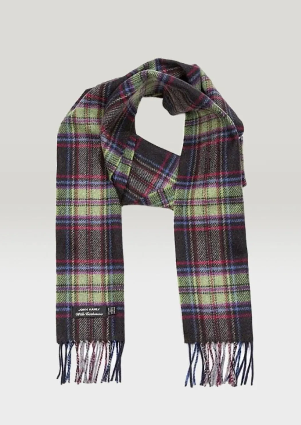 Irish Cashmere Wool Scarf | Brown Green Check