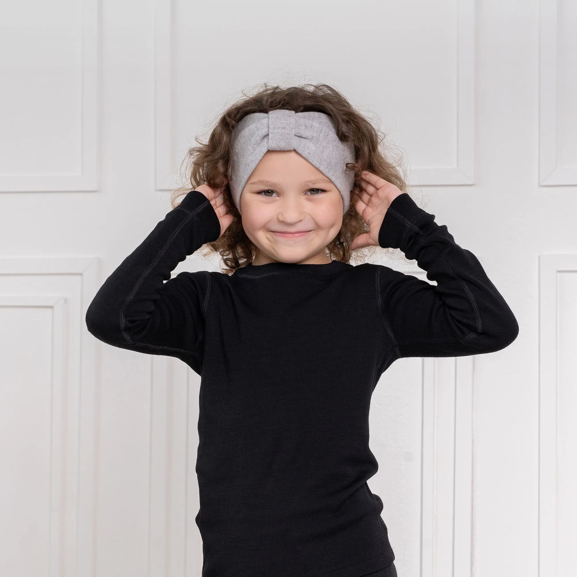 Kids' Knit Headband with Ribbon Cashmere Blend