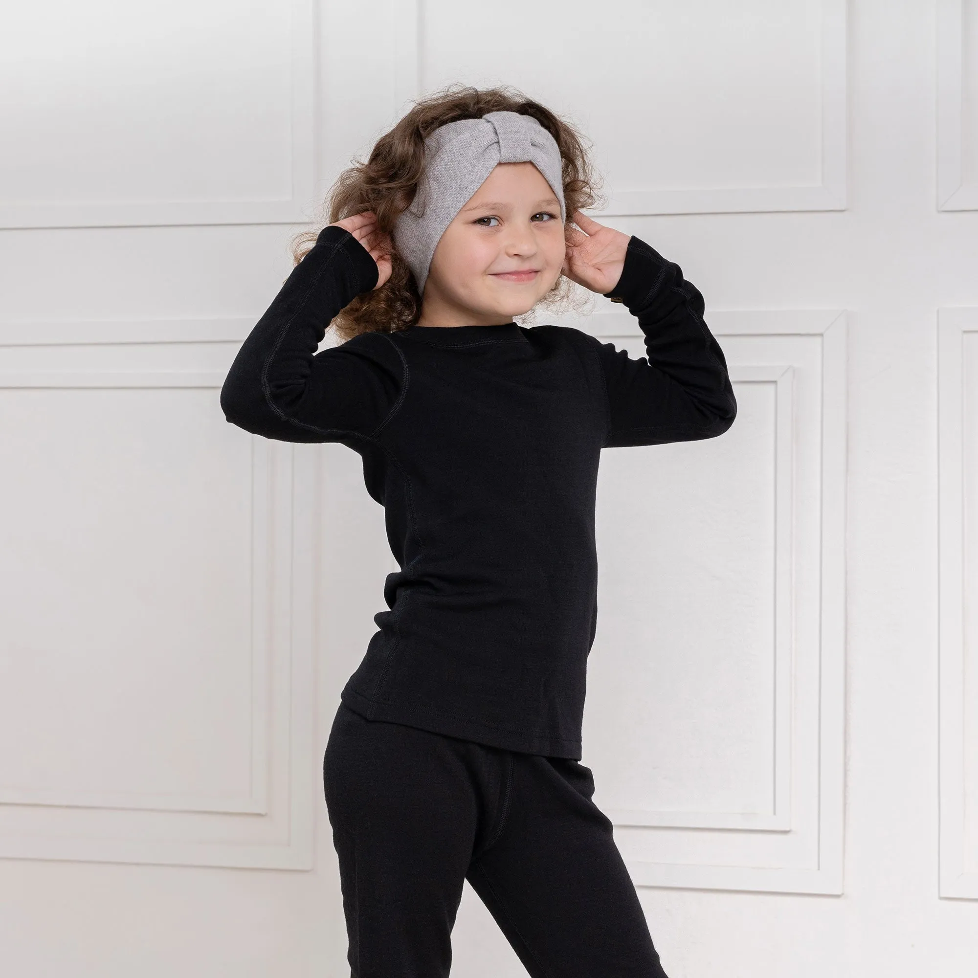 Kids' Knit Headband with Ribbon Cashmere Blend