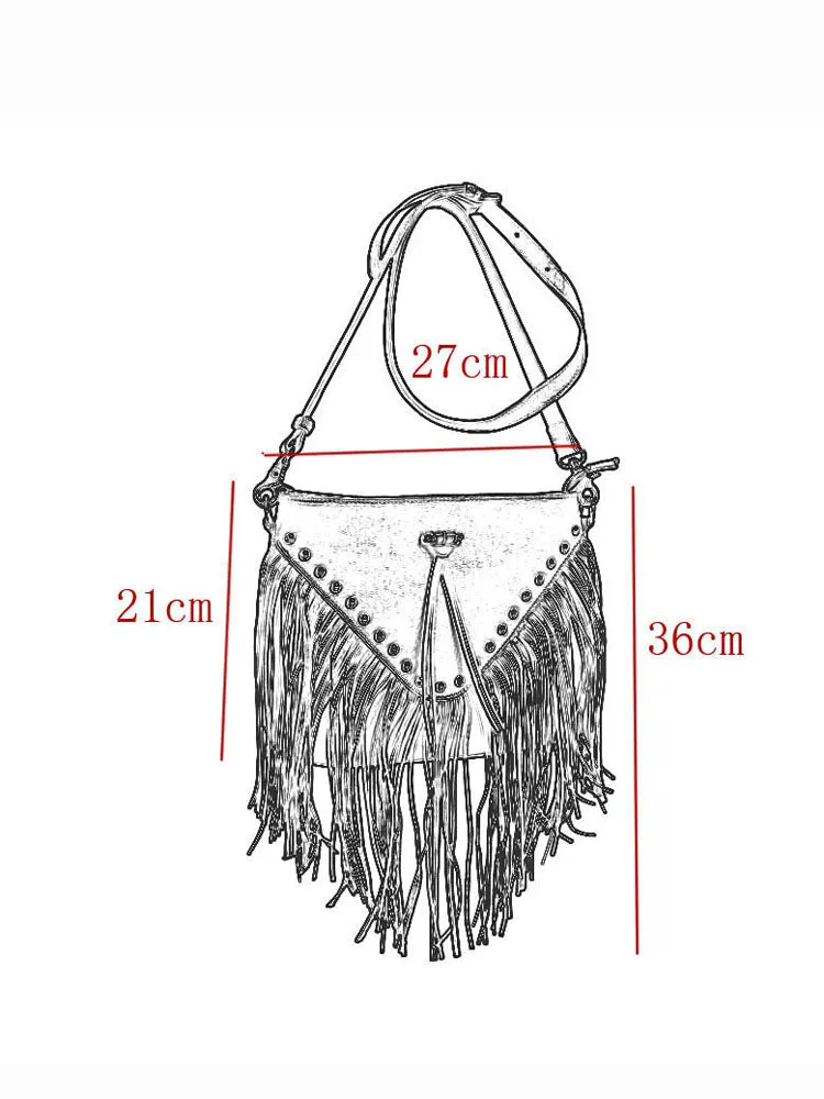 Ladies Western Leather Fringe Purse Brown Shoulder Bag