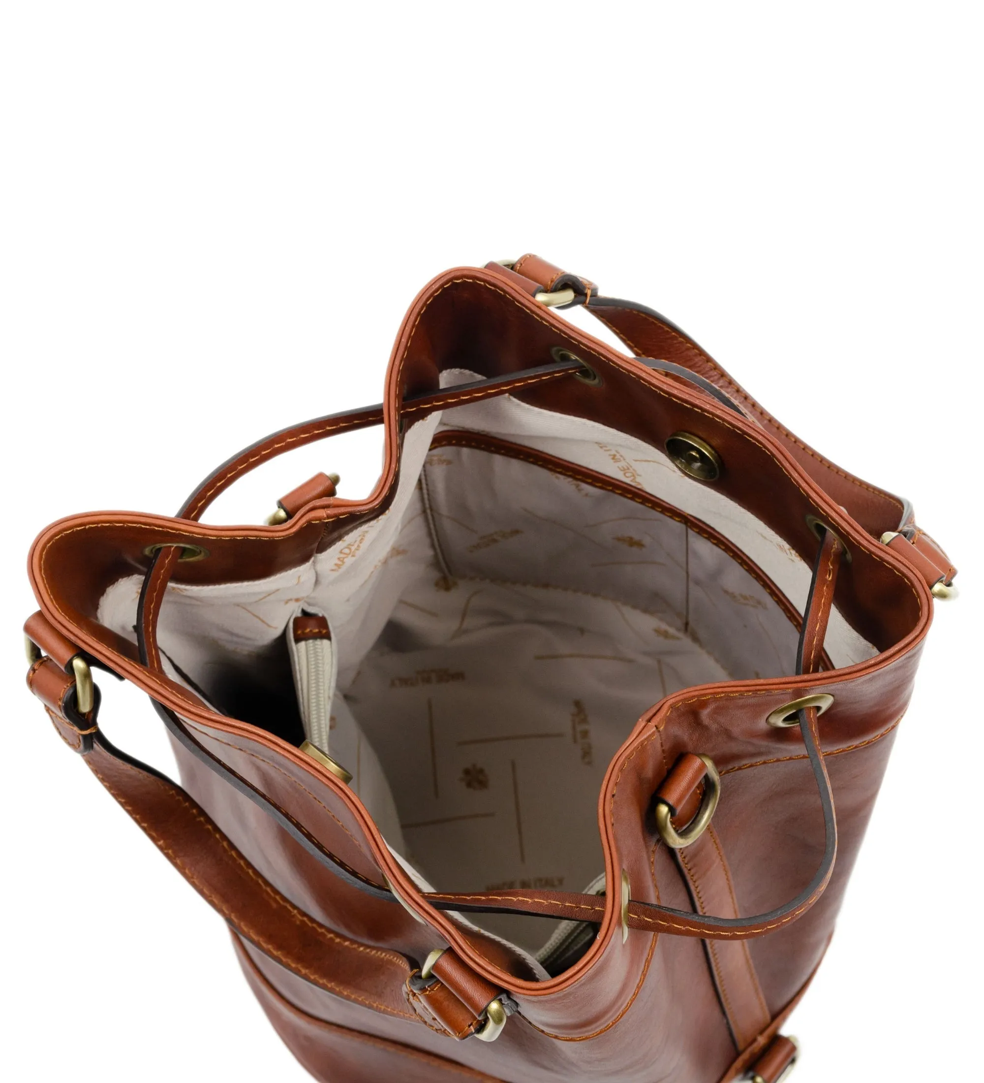 Leather Bucket Bag for Women - Light In August