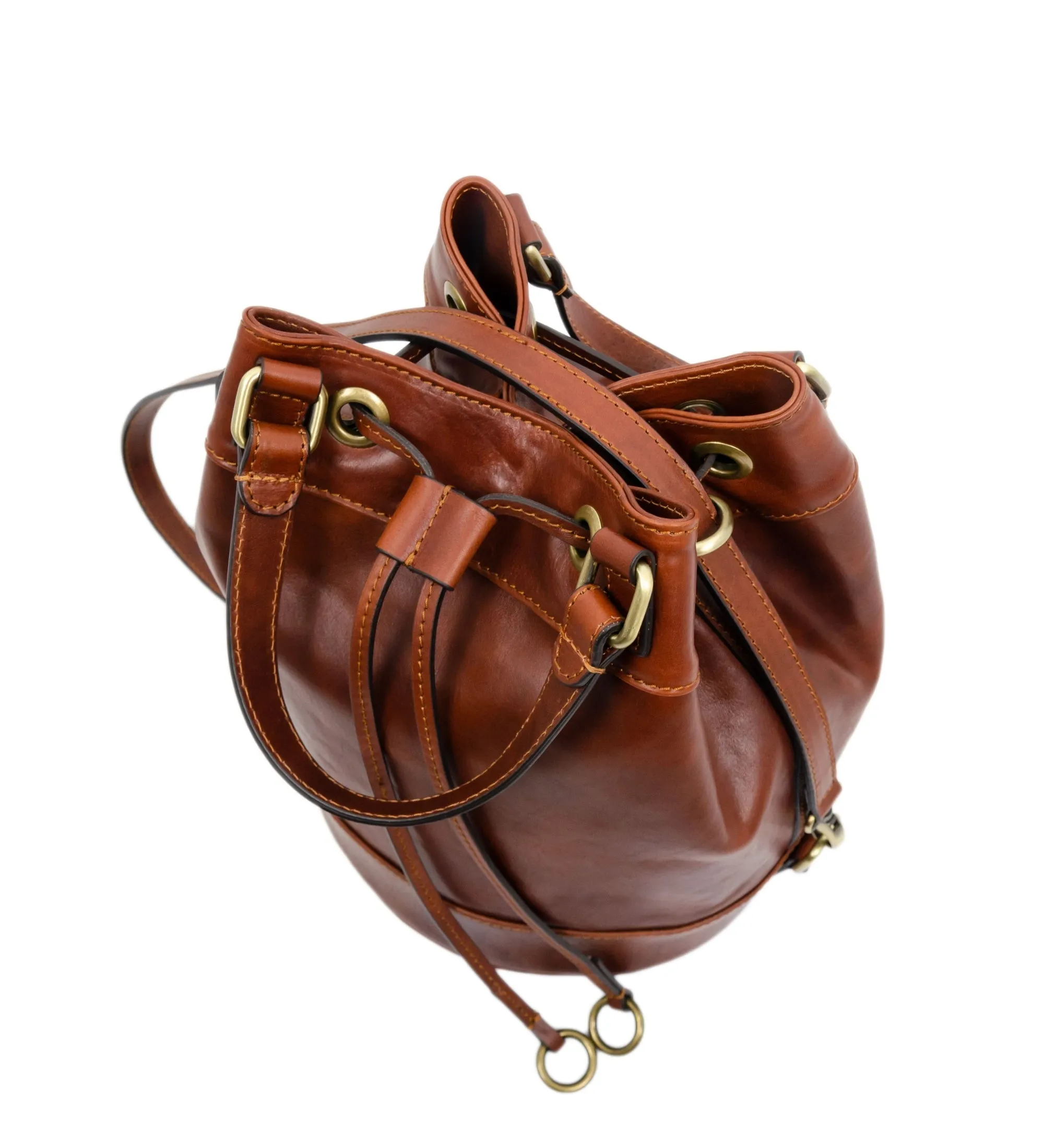 Leather Bucket Bag for Women - Light In August