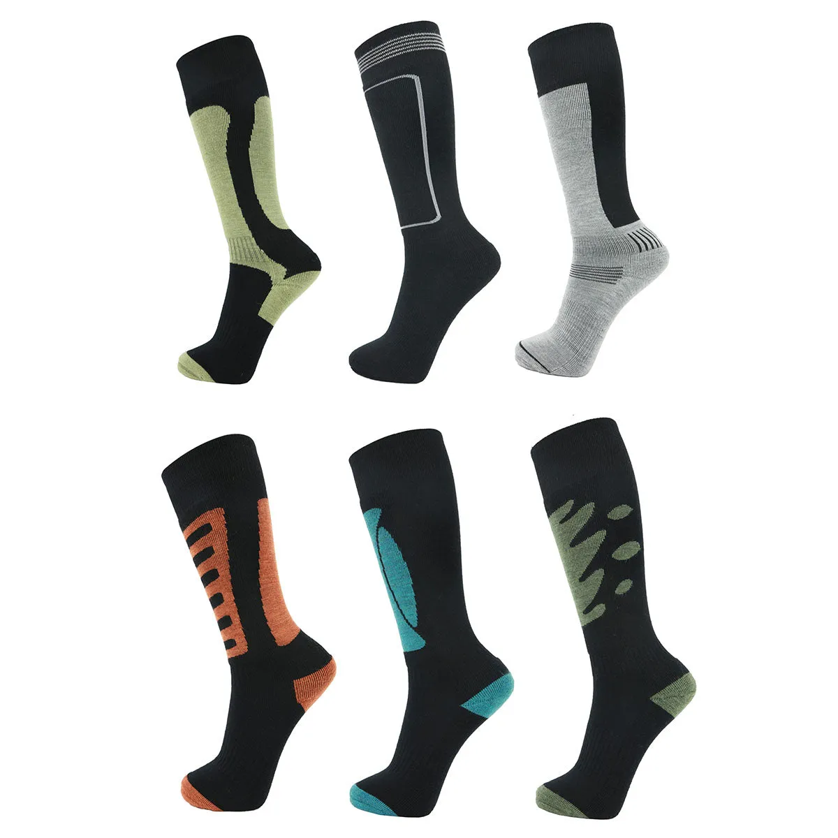 LIN Merino Wool Cycling Hiking Thermal Socks 6 Pairs Pack